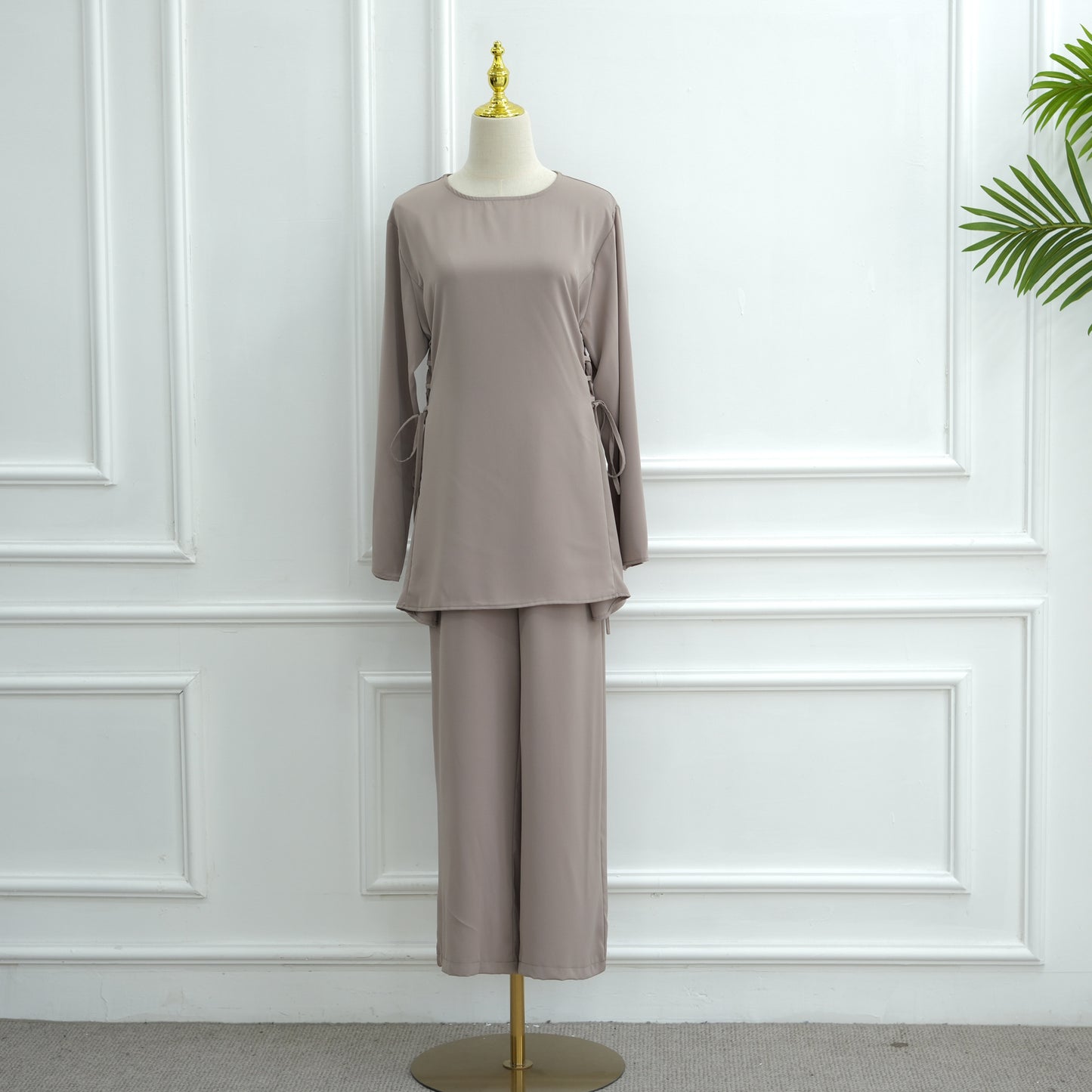Loriya Long Sleeve Blouse & Wide Leg Pants Set