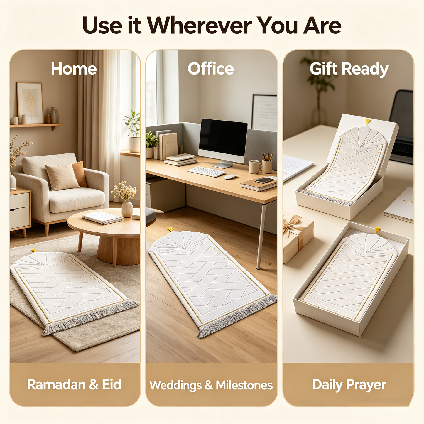 Personalized Prayer Mat – Custom Name Flannel Sejadah | Eid & Ramadan Gift