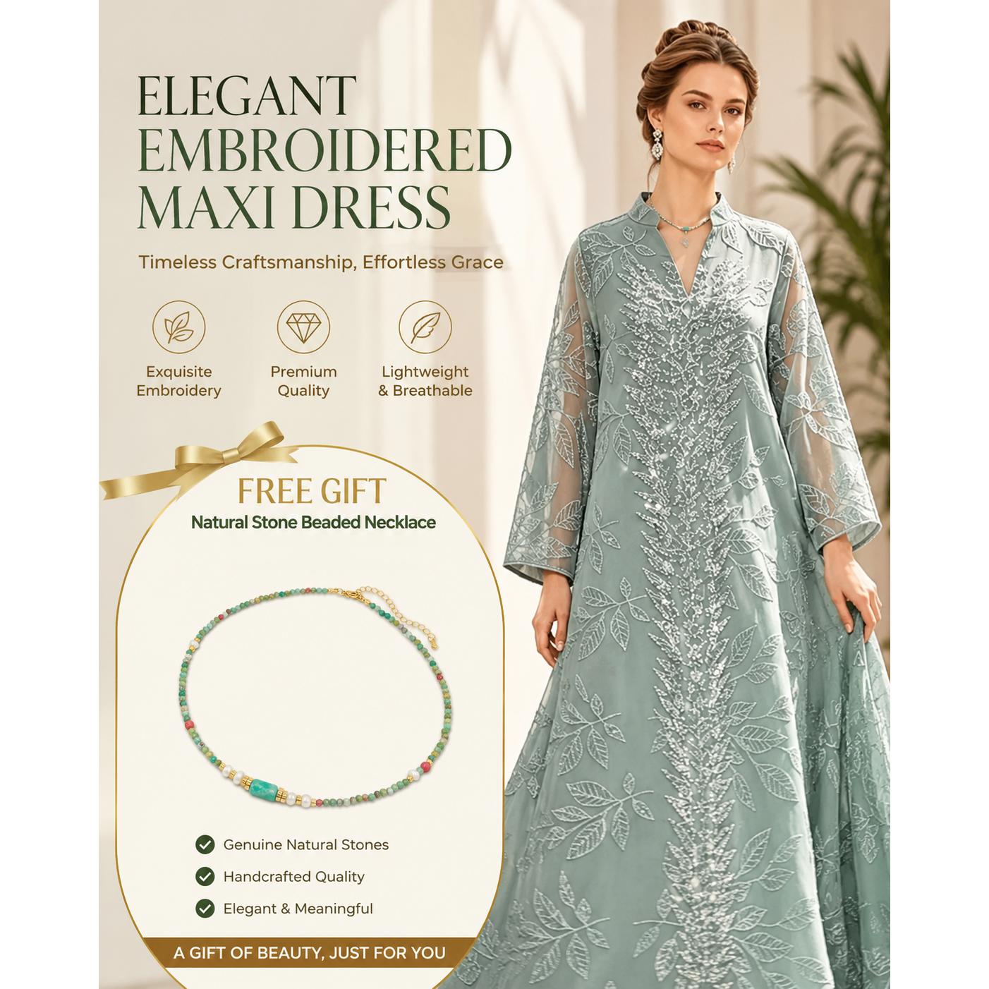 NURA Leaf Lace Abaya Dress Set with Hijab