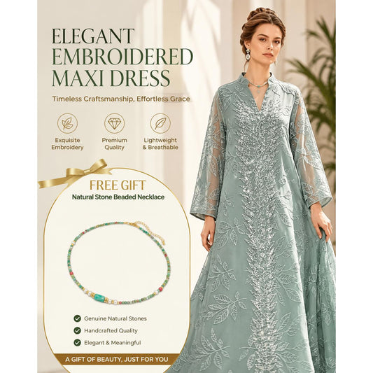 NURA Leaf Lace Abaya Dress Set with Hijab