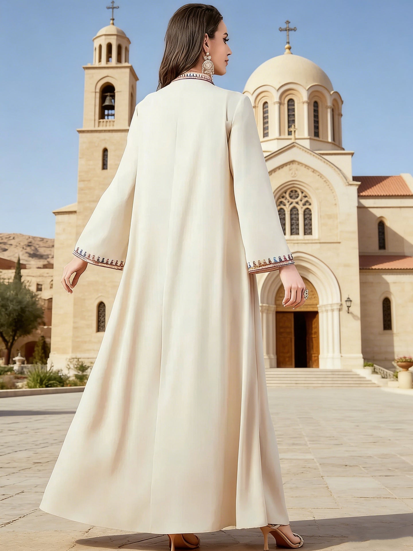 Embroidered Maxi Abaya Dress