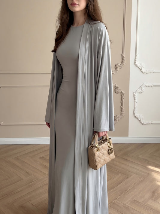 Open Front Cardigan & Bodycon Maxi Dress Set