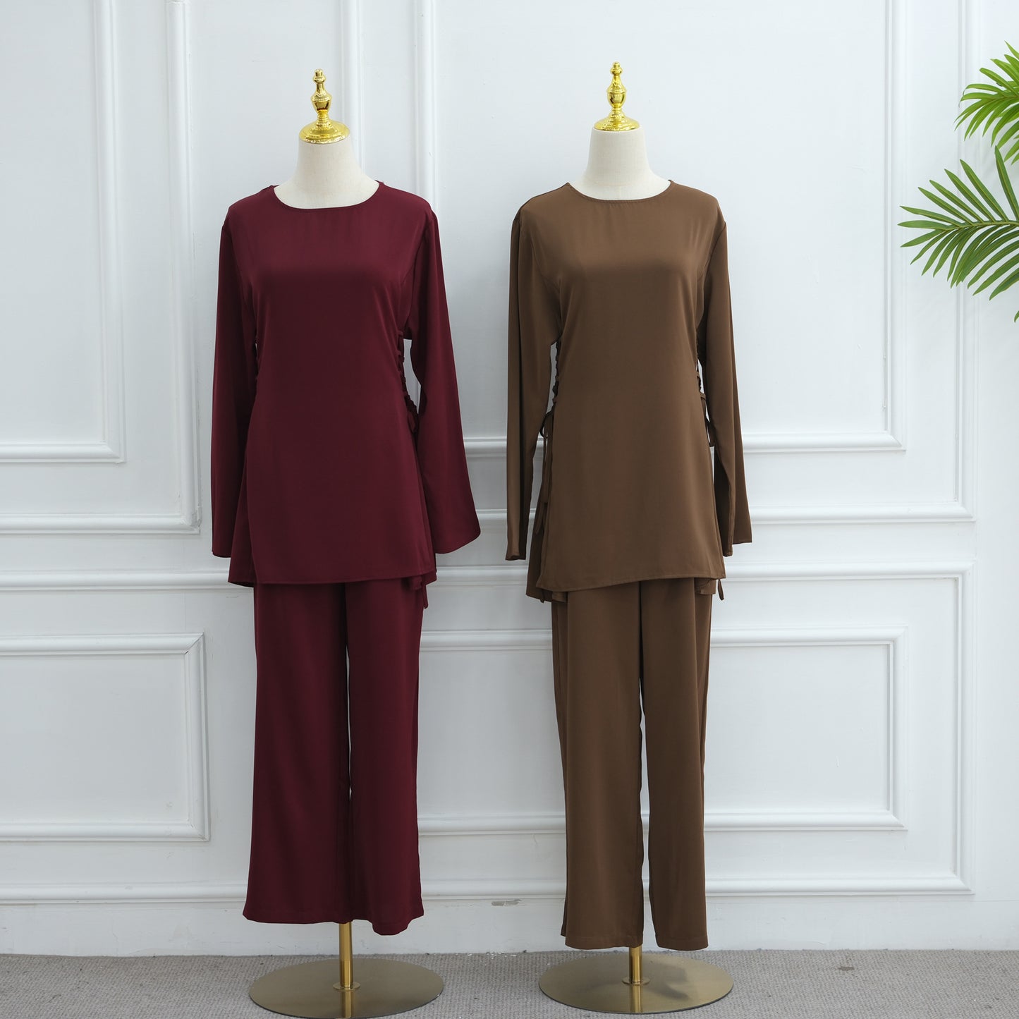 Loriya Long Sleeve Blouse & Wide Leg Pants Set