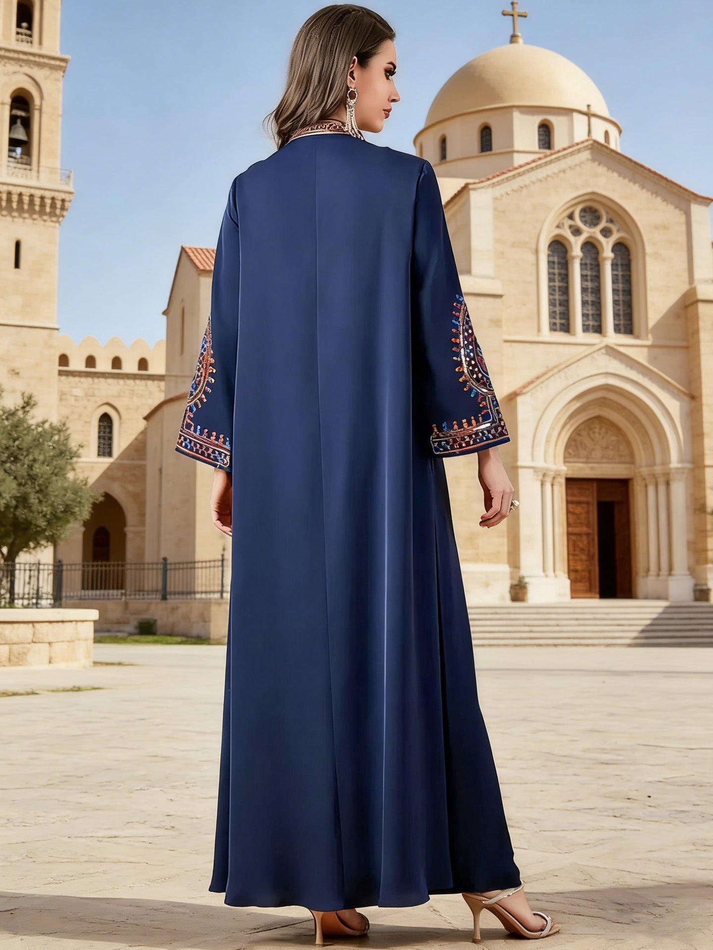 Embroidered Ethnic Maxi Abaya Dress