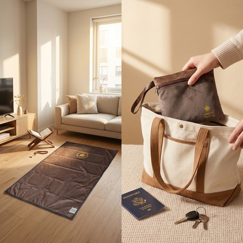 Minimalist Travel Prayer Rug with Matching Zipper Pouch (28" x 43")