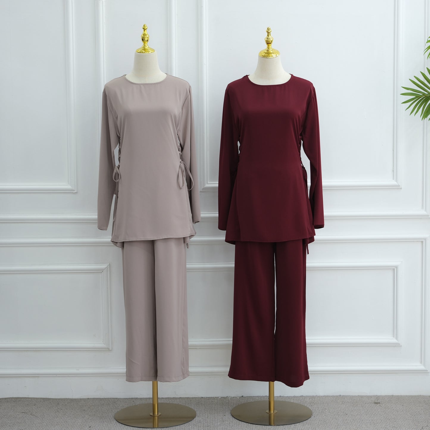 Loriya Long Sleeve Blouse & Wide Leg Pants Set