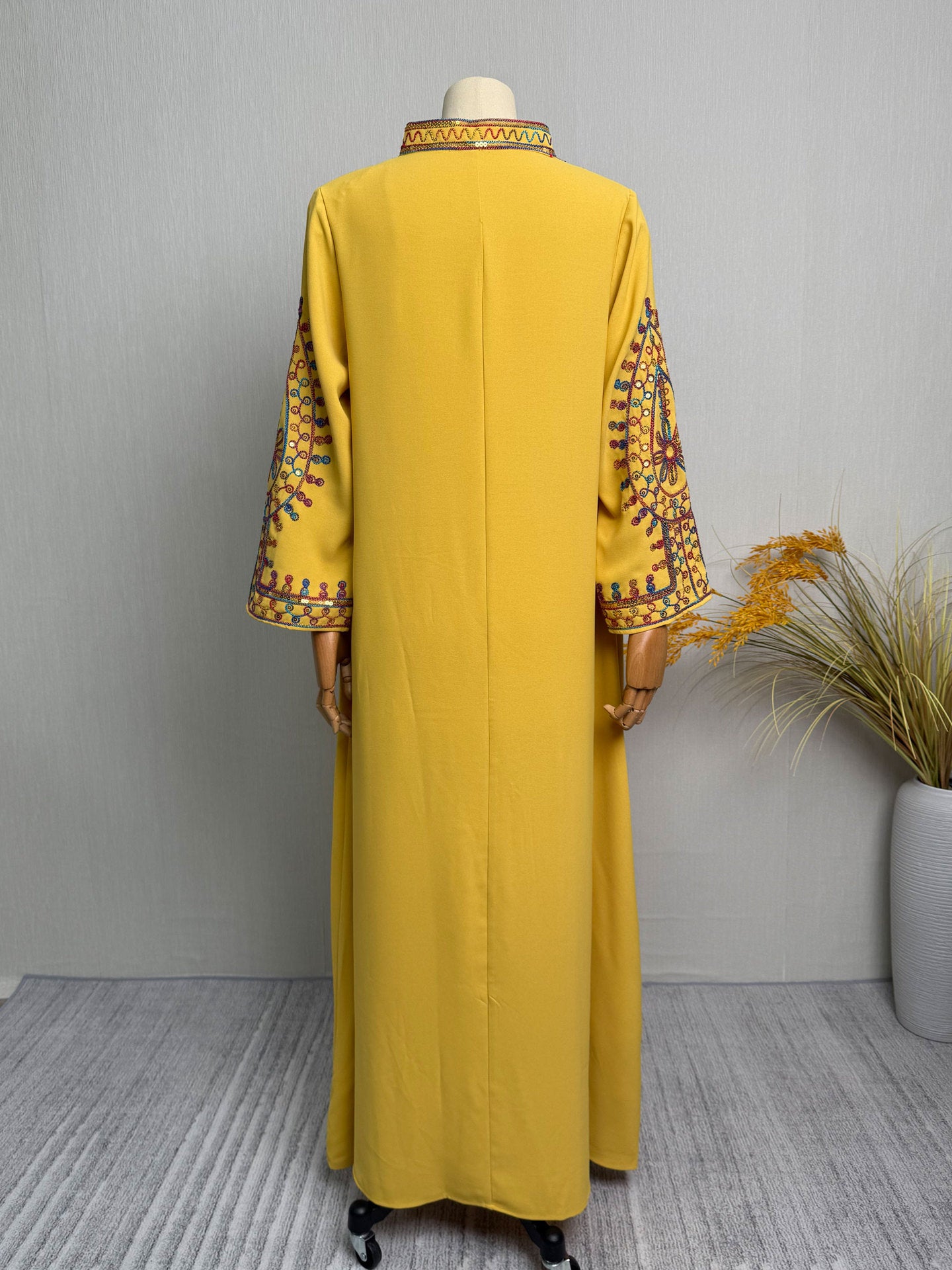 Embroidered Ethnic Maxi Abaya Dress