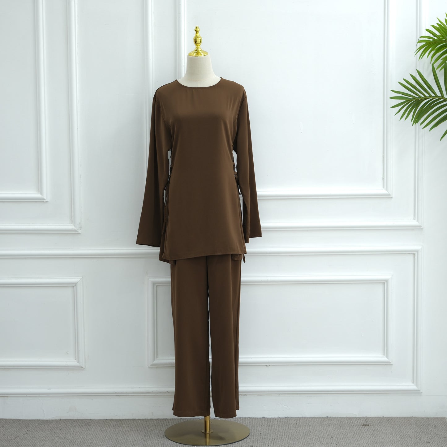 Loriya Long Sleeve Blouse & Wide Leg Pants Set