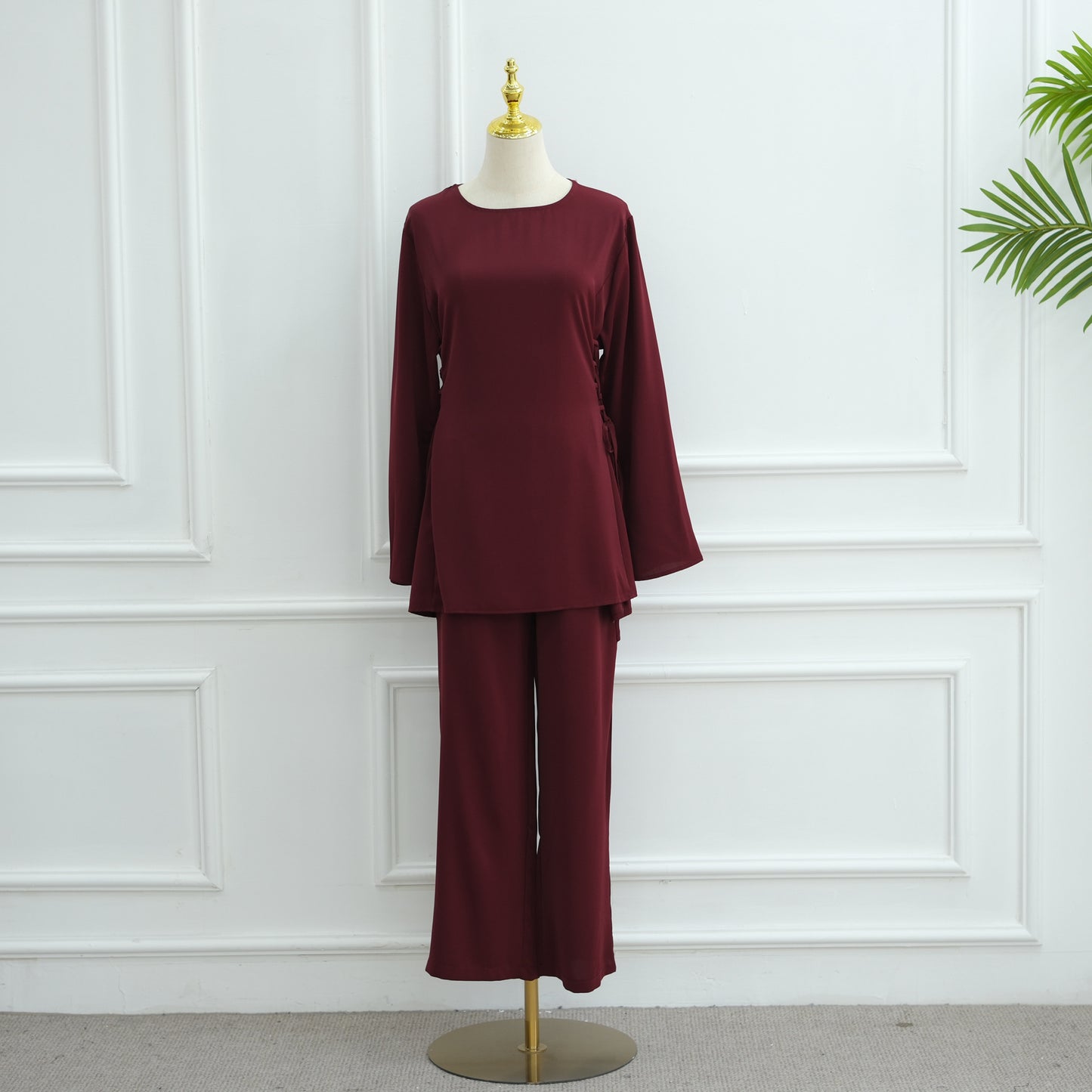 Loriya Long Sleeve Blouse & Wide Leg Pants Set