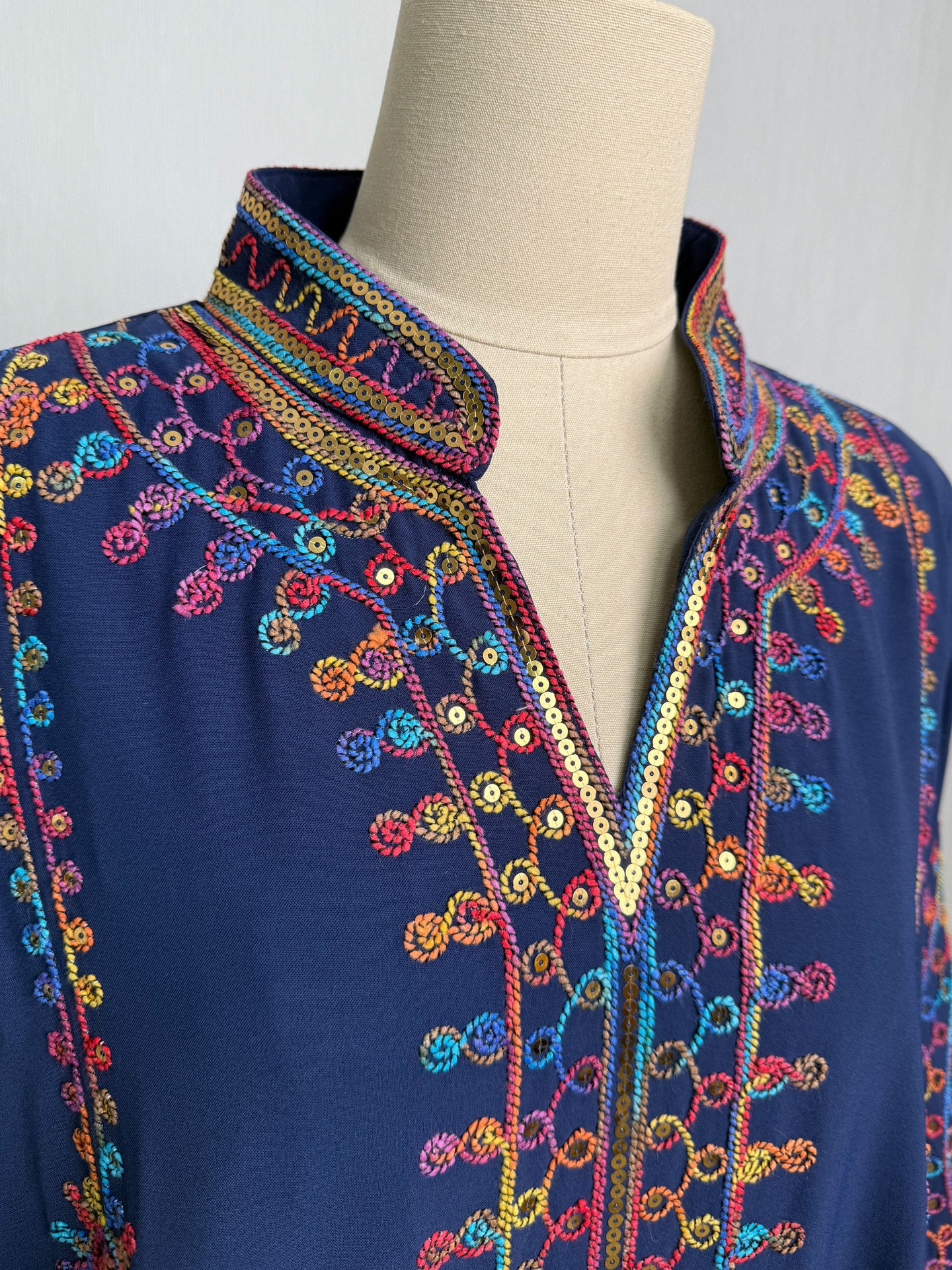 Embroidered Ethnic Maxi Abaya Dress