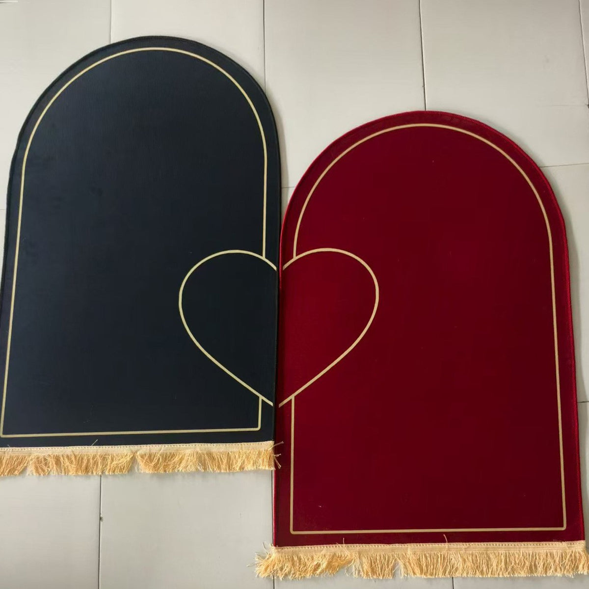Couple Prayer Mat Set – Interlocking Velvet Sejadah for Two | Wedding & Eid Gift